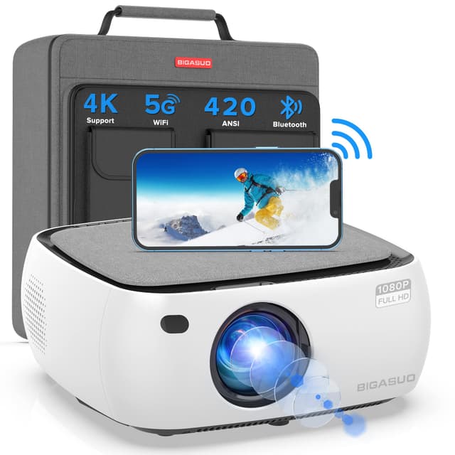 BIGASUO 5G WiFi 1080P Business Projector